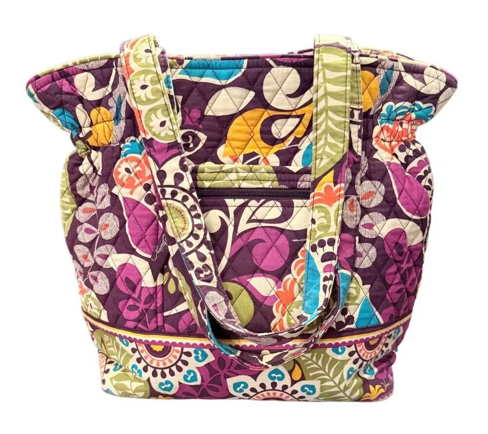 Vera Bradley Plum Crazy Glenna Shoulder Bag Quilted Retired Boho